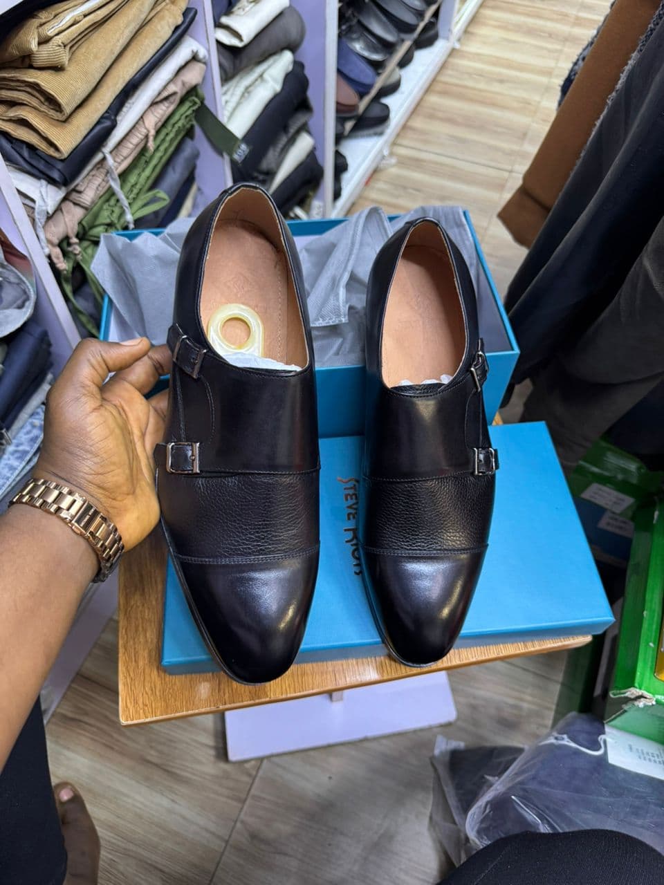 Ashton Black Double Monk Shoes