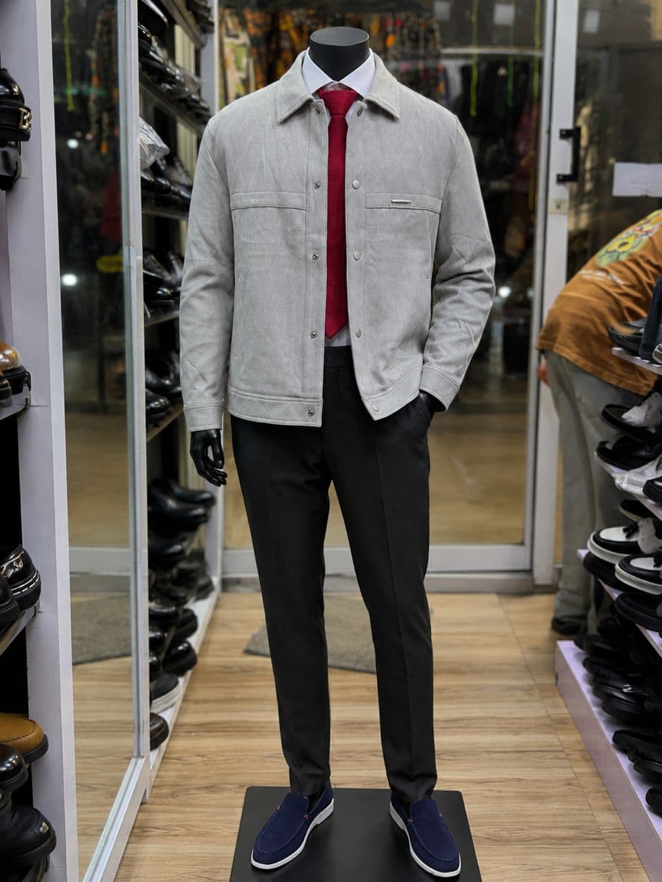 Aspen Grey Wool Harrington Jacket