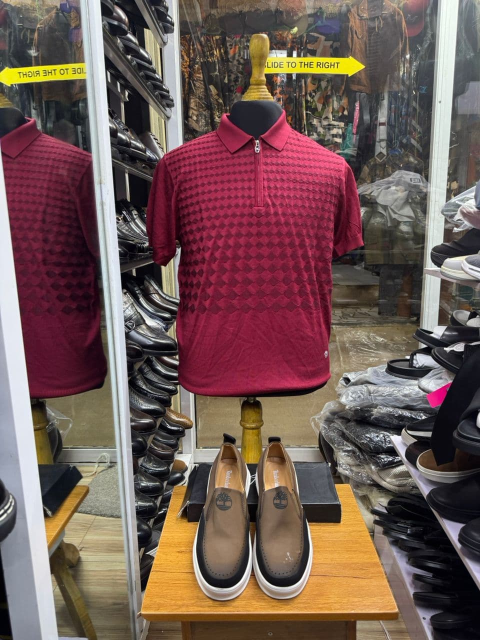 Burgundy Diamond Zip Polo