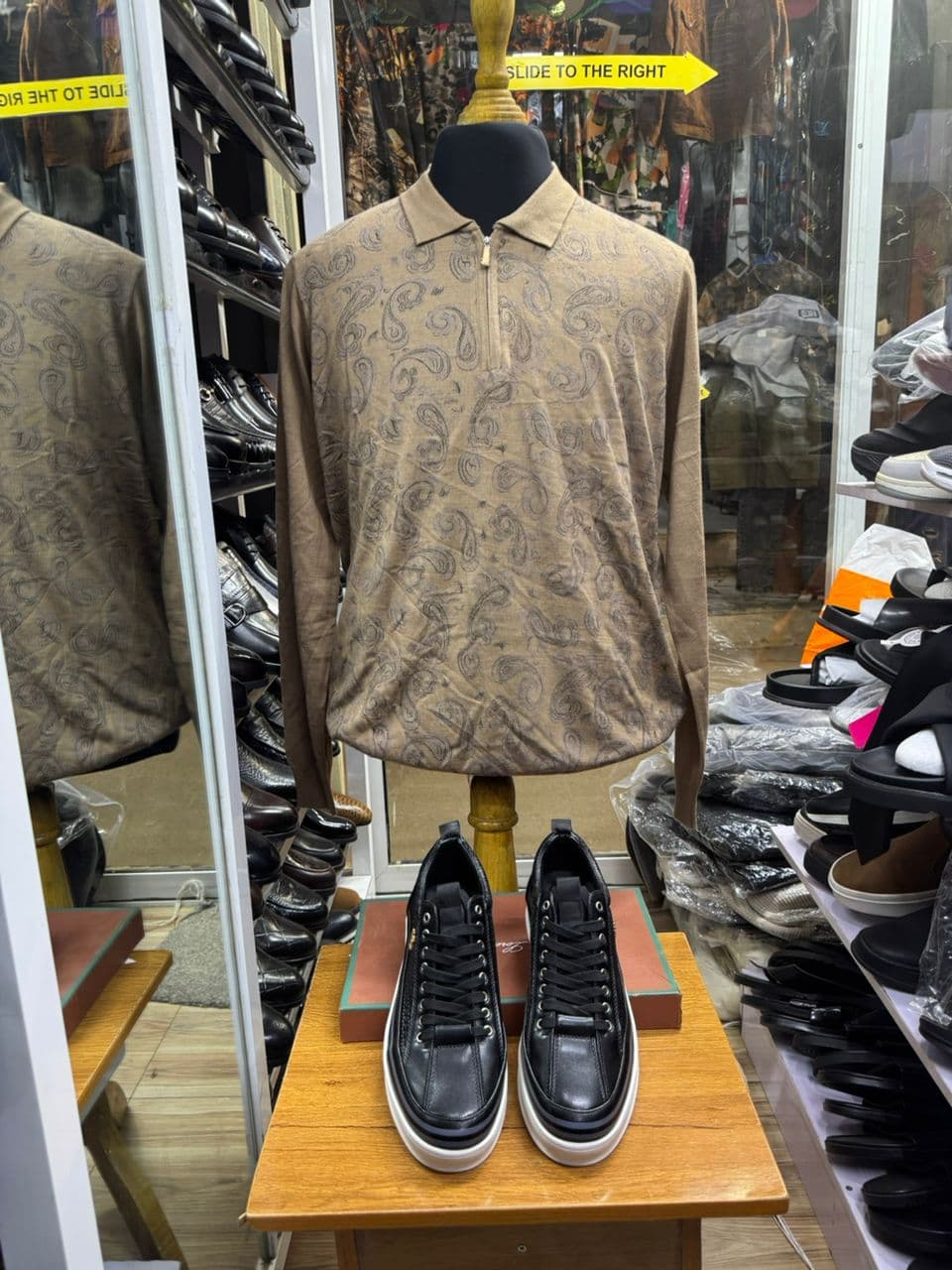 Cashmere Paisley Long-Sleeve Polo