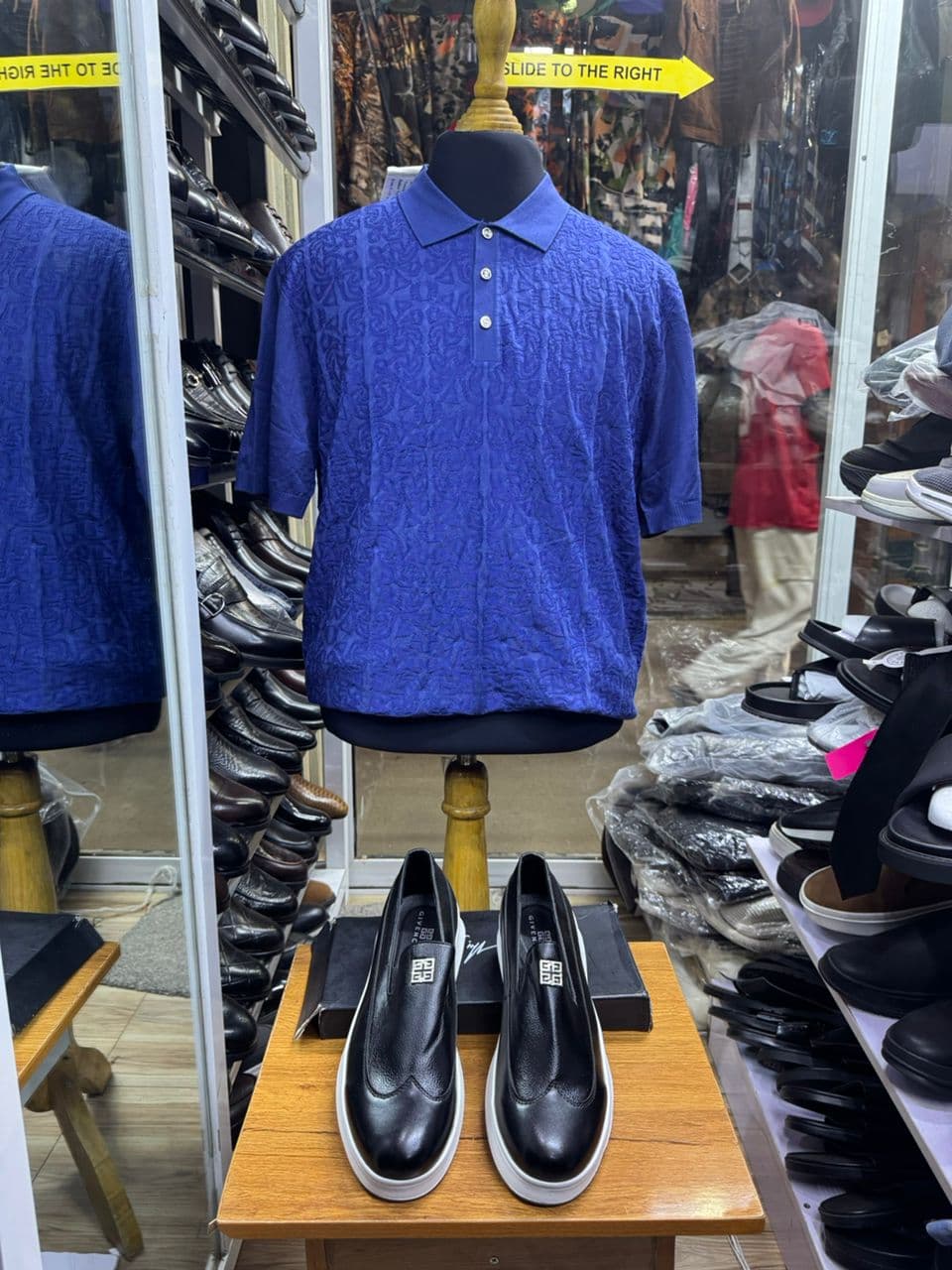Cobalt Embossed Knit Polo