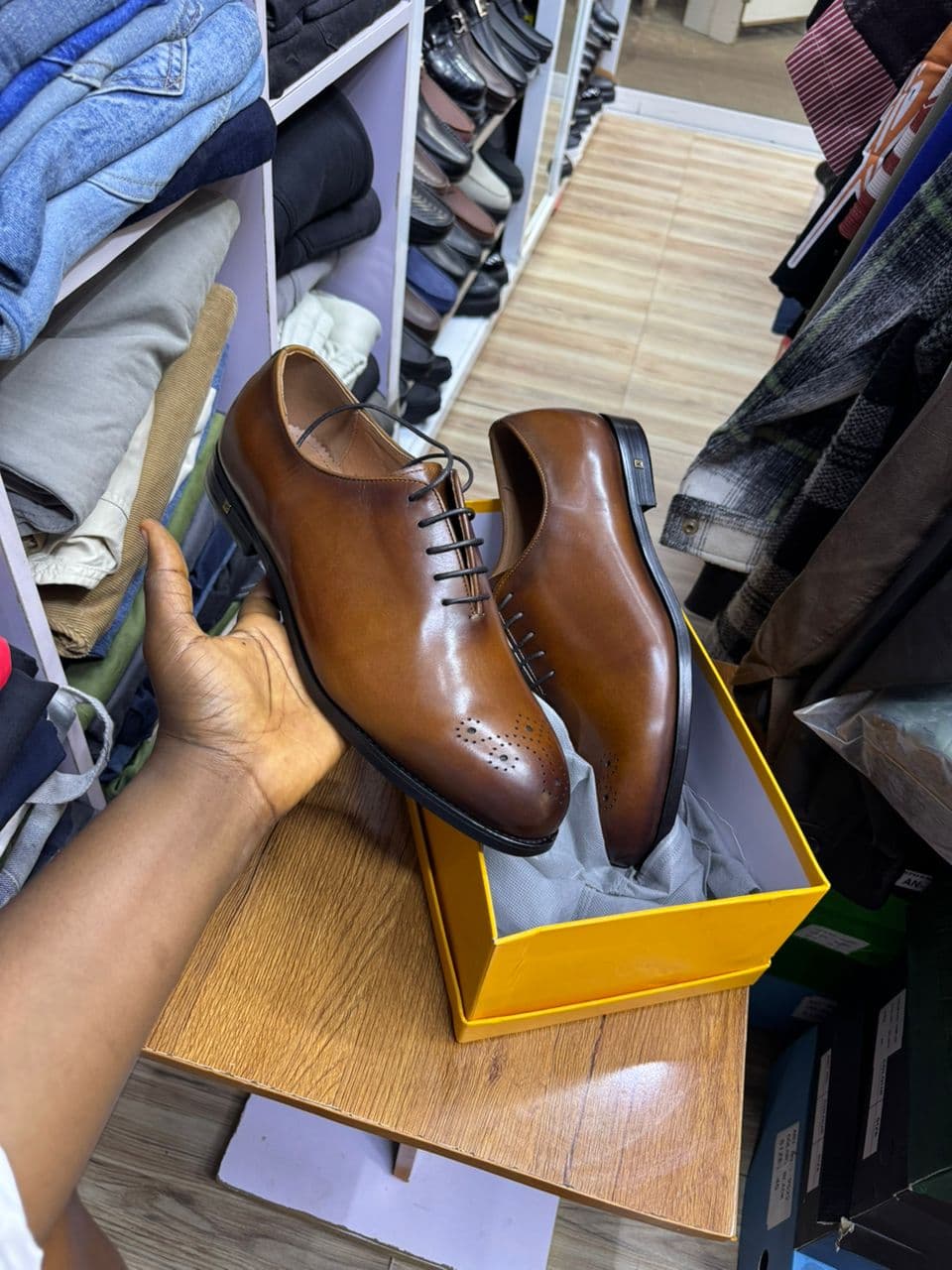 Cognac Wholecut Oxford Shoe