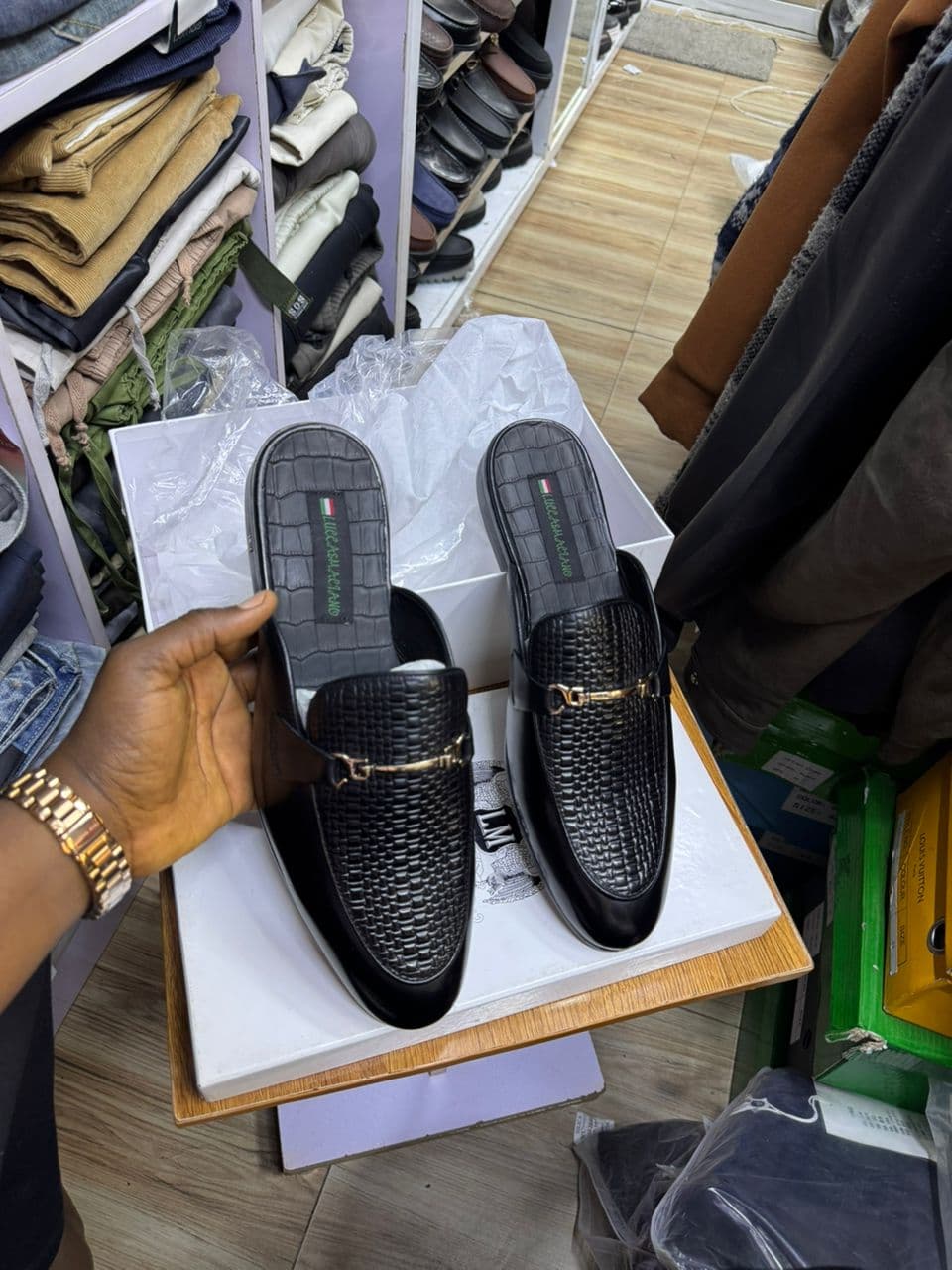 Croc-Embossed Backless Loafer