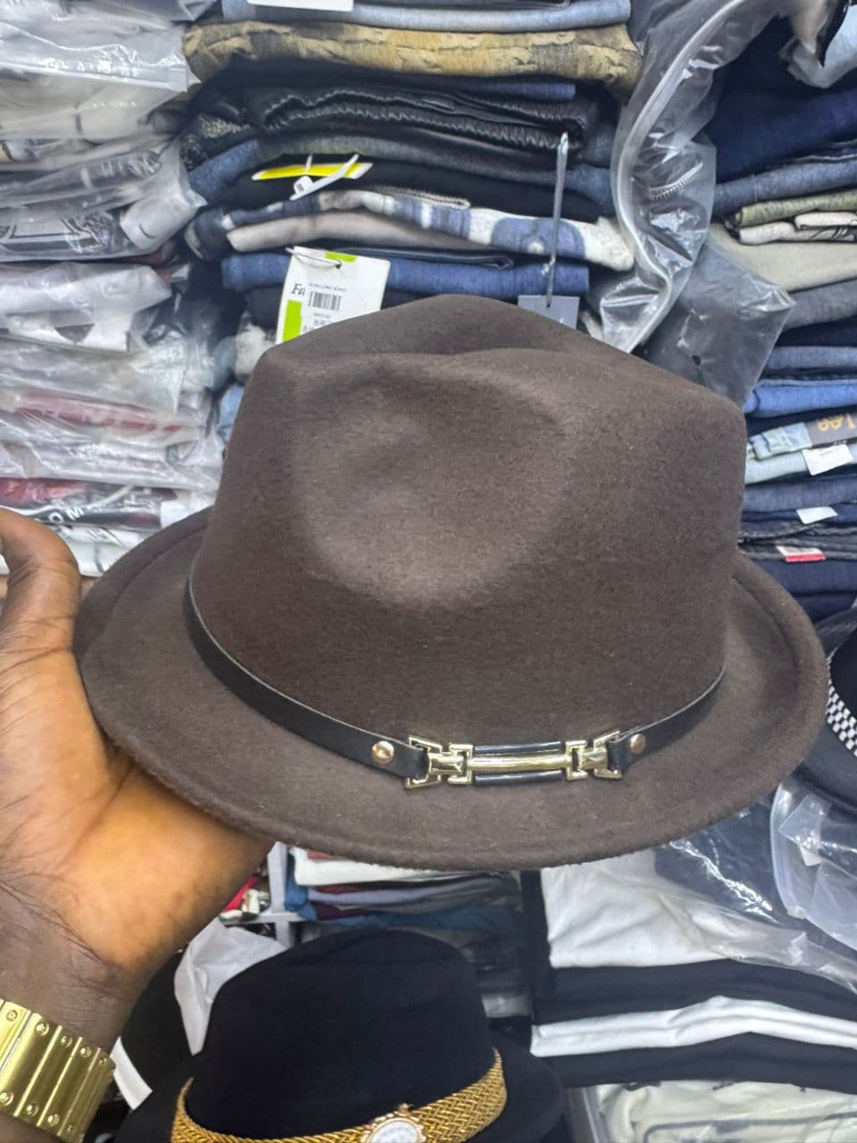 Espresso Buckle Felt Fedora