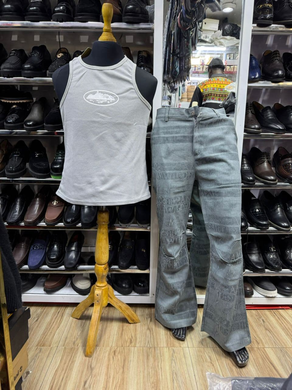 Etched Stone Flared Jeans