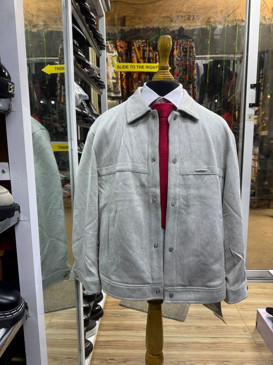 Glacier Grey Suede Trucker Jacket