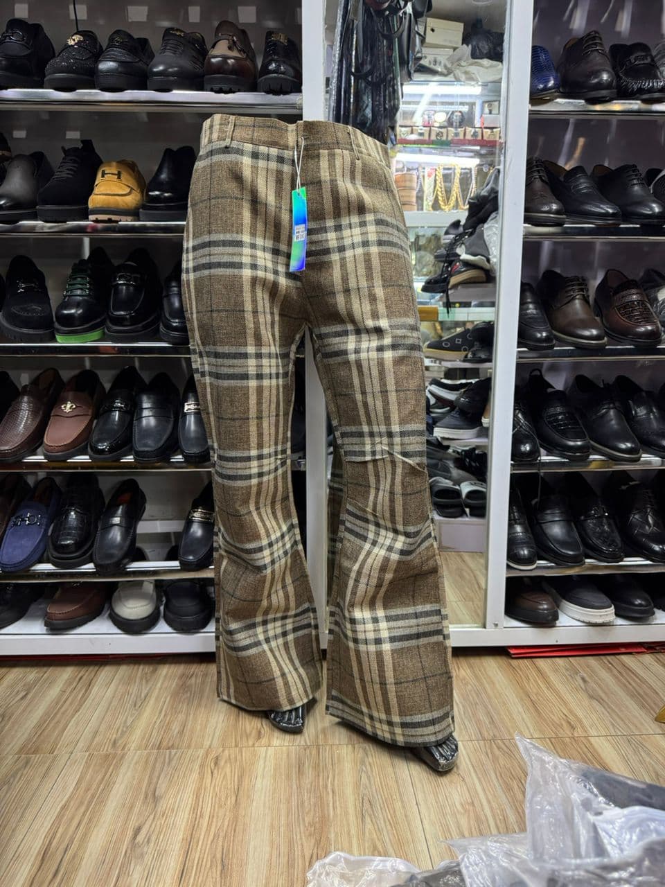Highland Check Flared Trousers