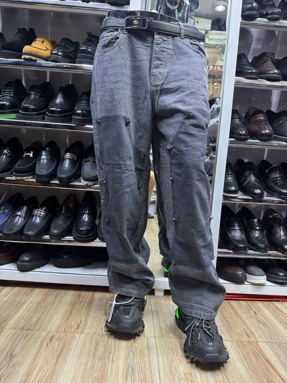 Ironstone Belted Cargo Jeans