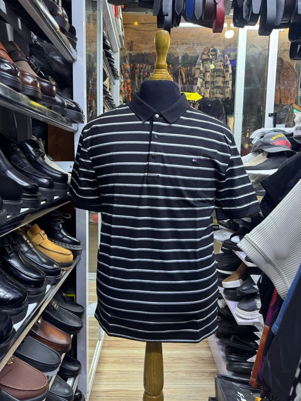 Manhattan Black Striped Polo