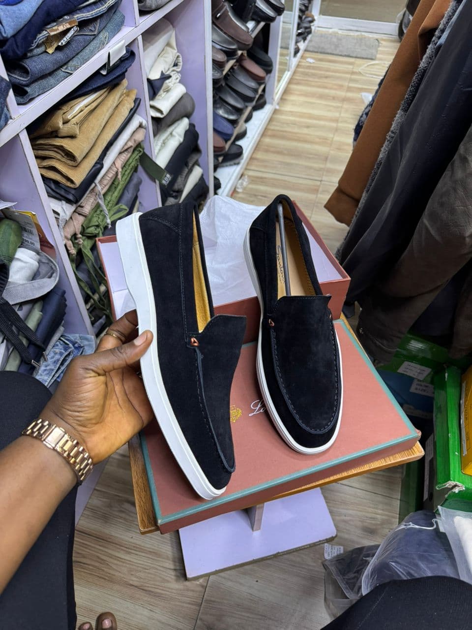 Portofino Black Suede Walk Loafers