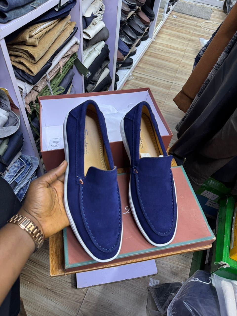 Riviera Navy Suede Walk Loafers