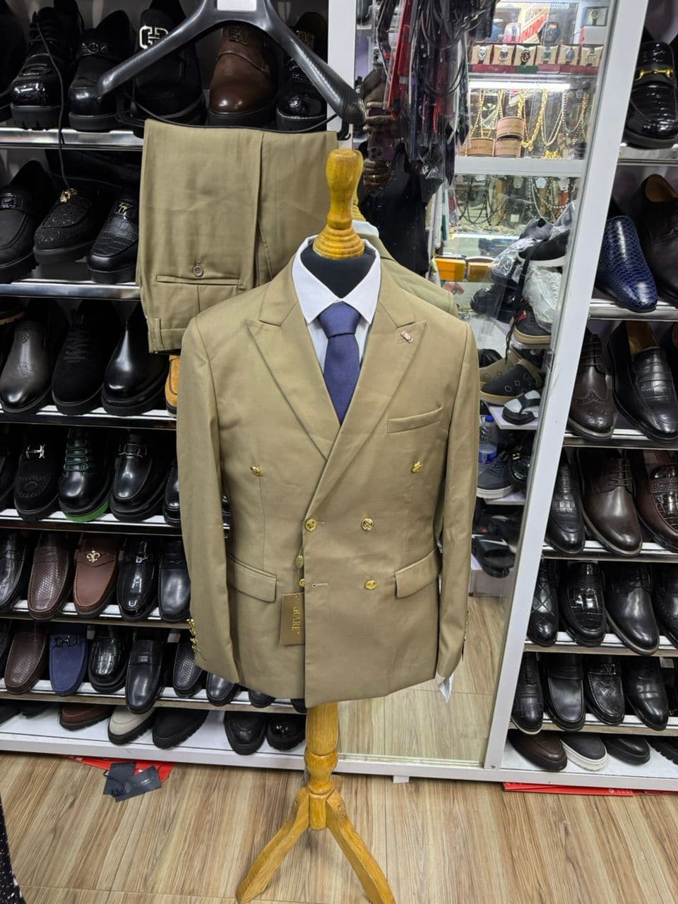 Sahara Gold-Button Double-Breasted Suit