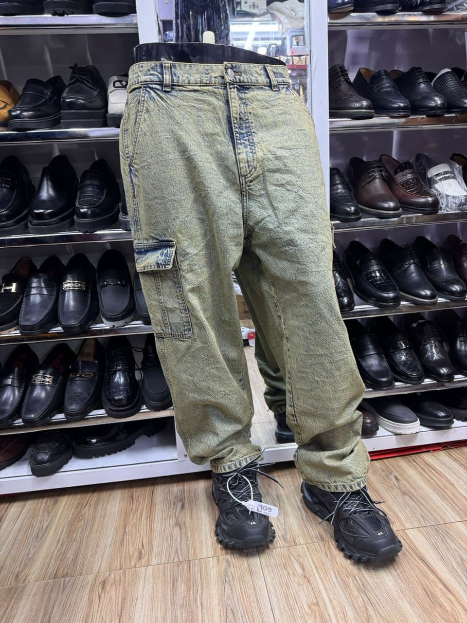 Sahara Olive Washed Cargo Jeans