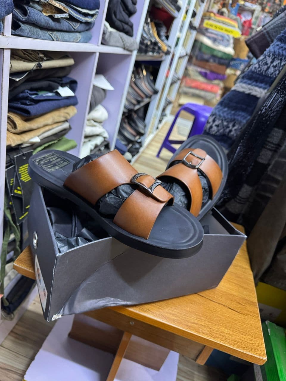 Siena Tan Double-Buckle Sandals