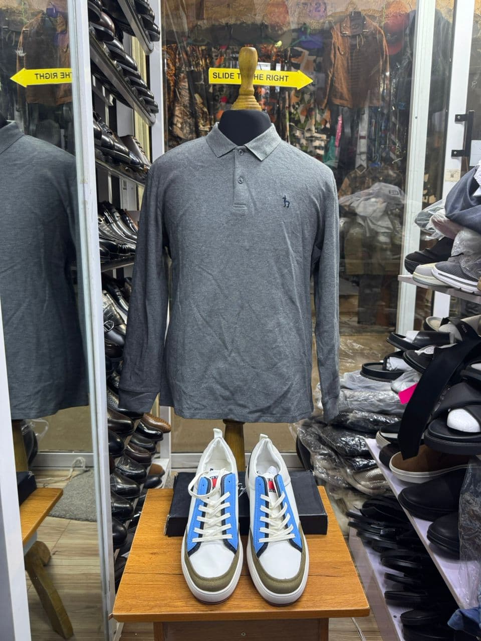 Slate Pique Long-Sleeve Polo