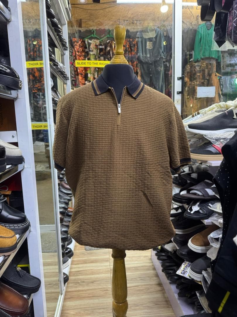 Terracotta Textured Zip Polo